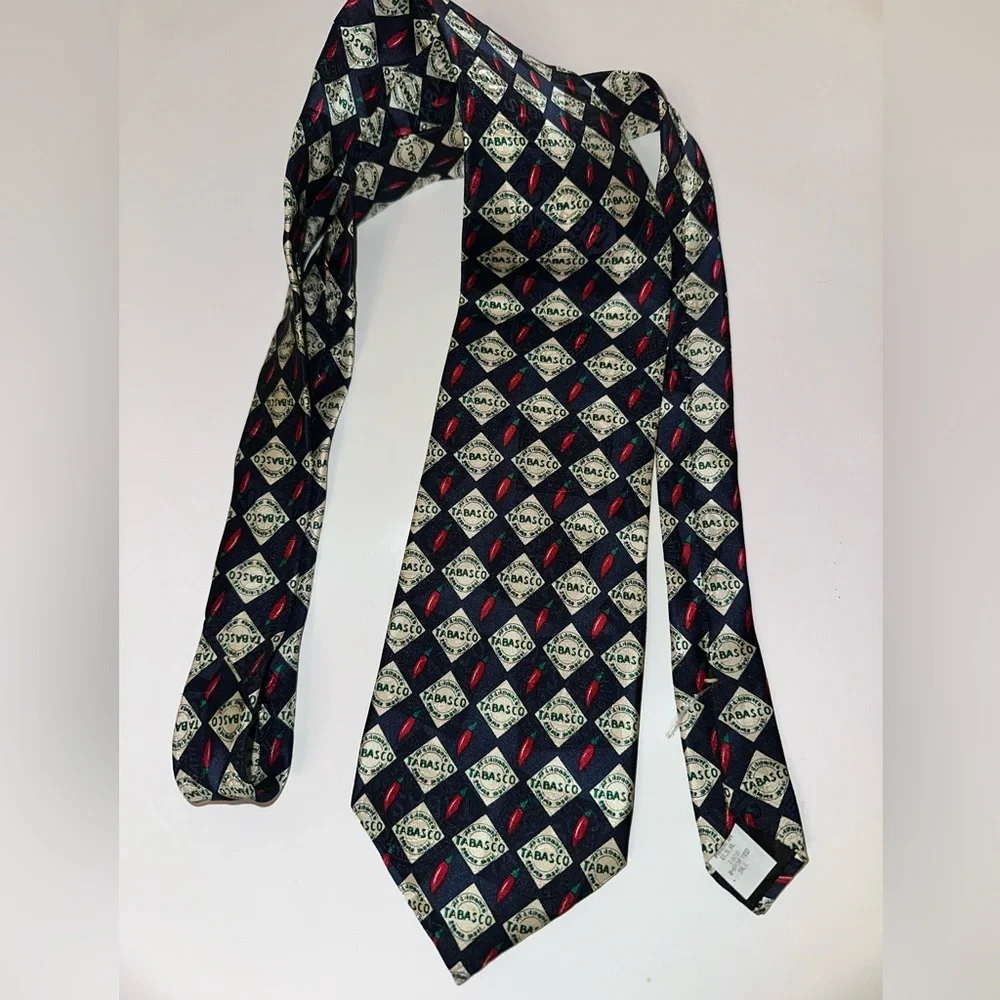 Tabasco Navy and Red Geometric Tie